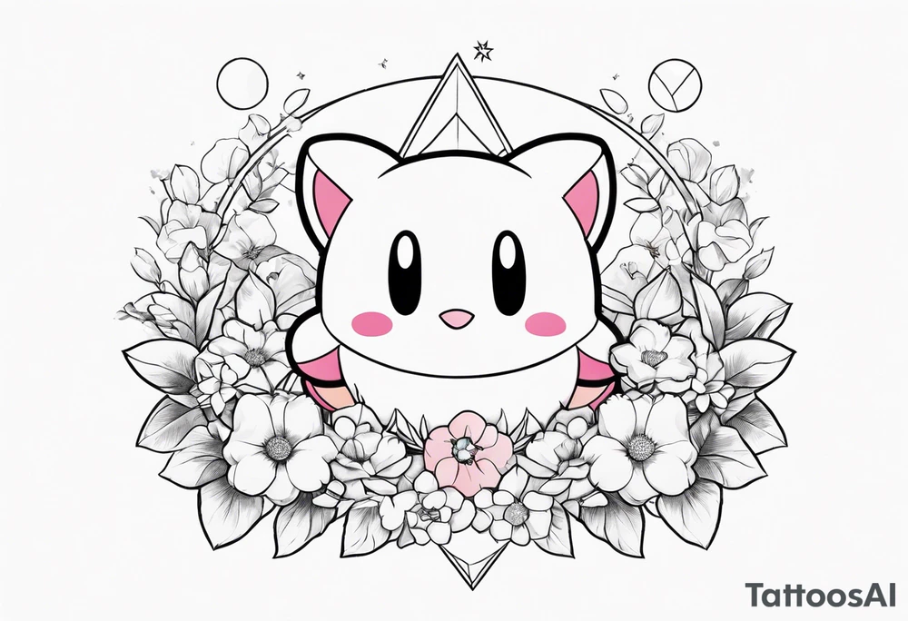 kirby surrounded by flowers holding a crystal tattoo idea kirby surrounded by flowers holding a crystal tattoo idea