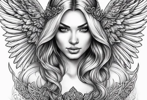 Angel with evil grin tattoo idea
