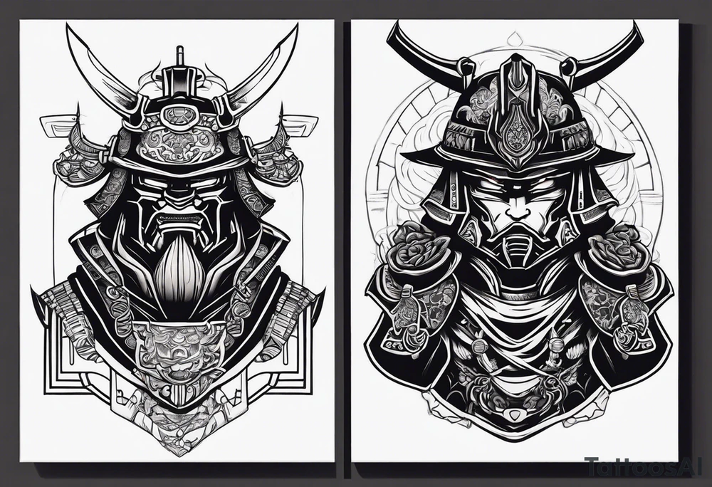 robot samurai vs human samurai tattoo idea