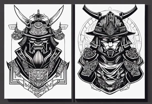 robot samurai vs human samurai tattoo idea