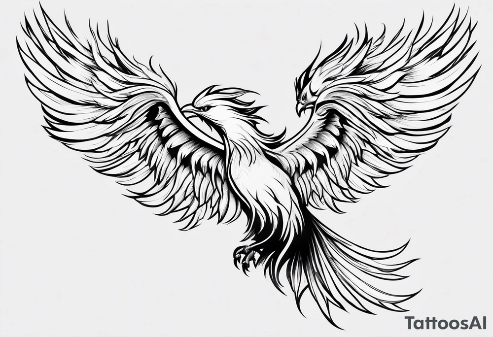 Phoenix riding from ashes side profile tattoo idea