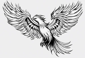 Phoenix riding from ashes side profile tattoo idea