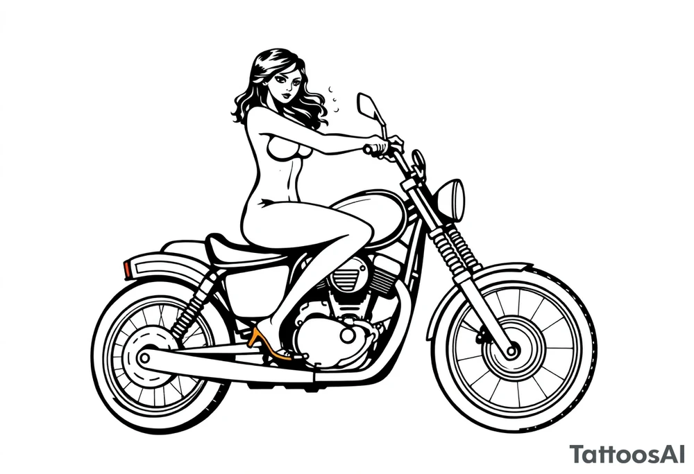 naked girl on motorcycle, slut, angry tattoo idea