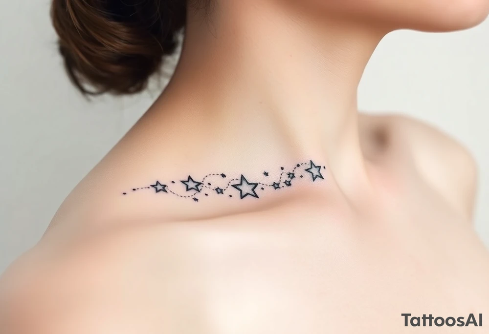 Stars wrapping collarbone tattoo idea