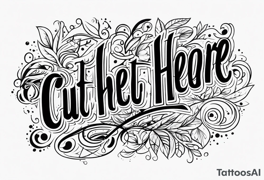 "Cut here" lettering tattoo design tattoo idea