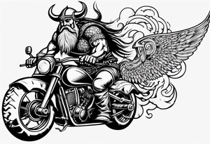 viking riding a motorcycle tattoo idea