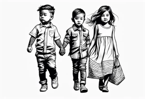 little 
1 little boy 1 little girl 1 toddler girl walking tattoo idea