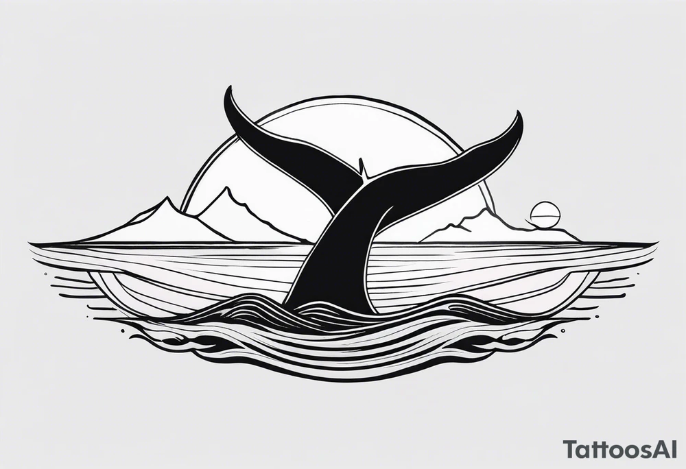 Whale tail ocean sunset tattoo idea