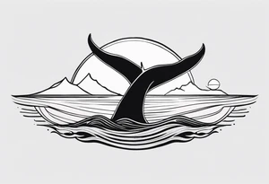 Whale tail ocean sunset tattoo idea