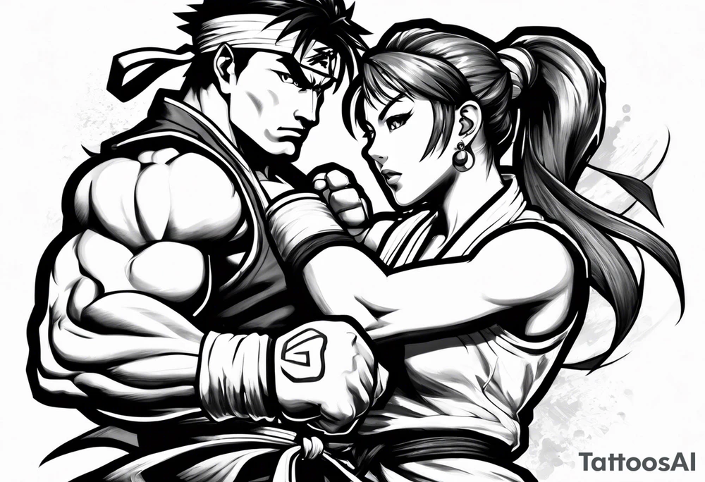 street fighter 3 ken versus chun li fighting evo moment tattoo idea