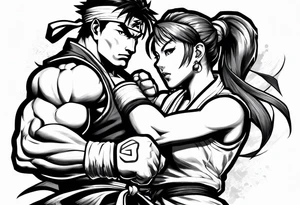 street fighter 3 ken versus chun li fighting evo moment tattoo idea