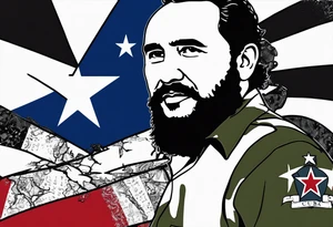 create a tattoo with fidel castro and the cuba flag with a known and original cuban quote tattoo idea