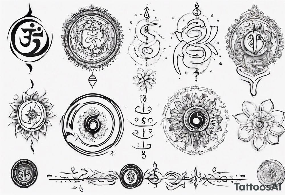 Unalome symbol incorporating sanskrit breathe symbol tattoo idea