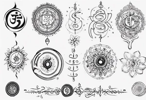 Unalome symbol incorporating sanskrit breathe symbol tattoo idea