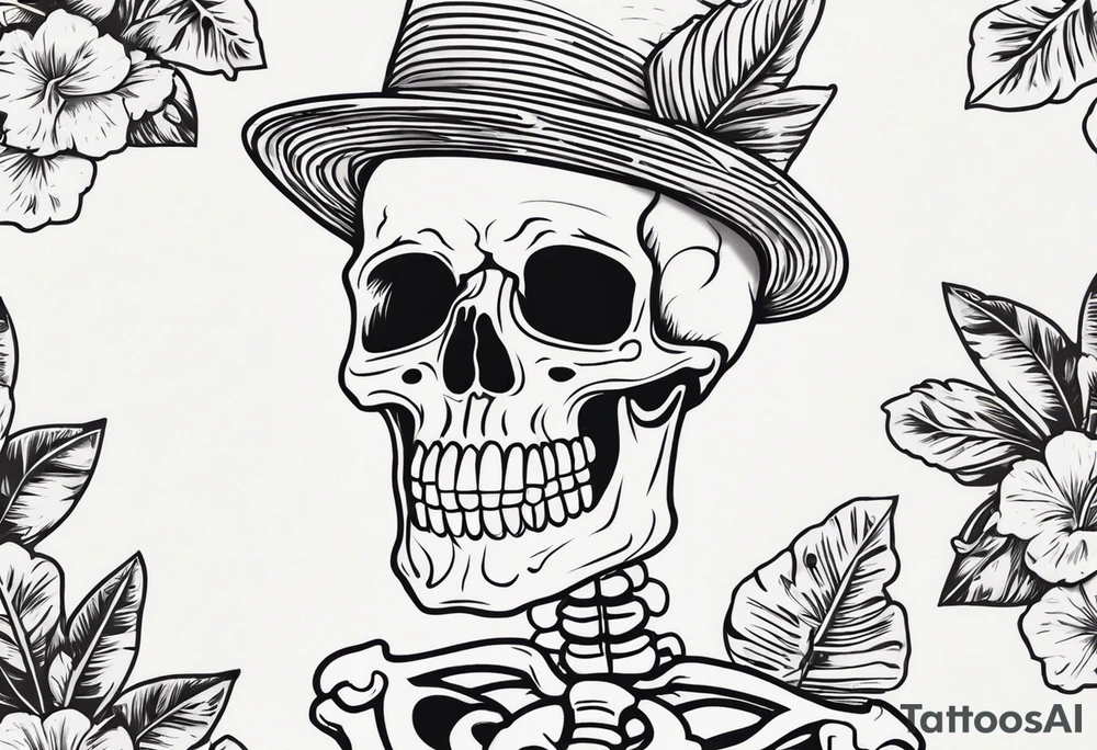 skeleton wearing a Hawaiian shirt tattoo idea