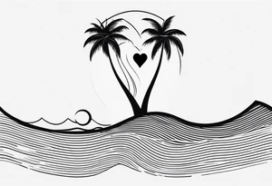 Inner arm , in one straight line .. a small Palm tree , shell , wave & heart tattoo idea