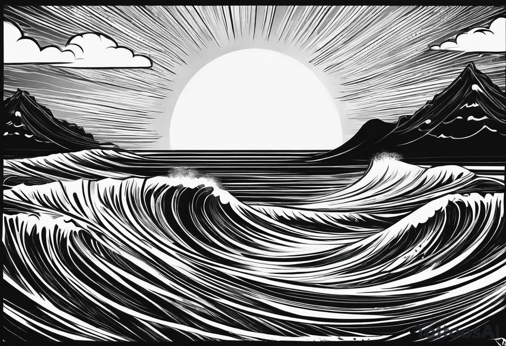 my sister's name Nėja and my mum's name Jūratė, I want to make a tattoo for them, do you have any ideas, I want to illustrate my sister as sun and my mum as ocean (wave or sea). My sister is very happy and always sunshine, my mum is strong and loves ocean tattoo idea