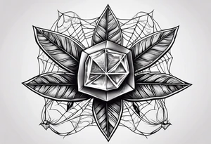 A diamond jewel with a pot leaf and a spiderweb tattoo idea