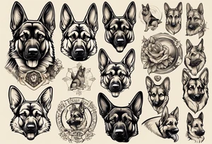 German shepherd portrait tattoo idea
