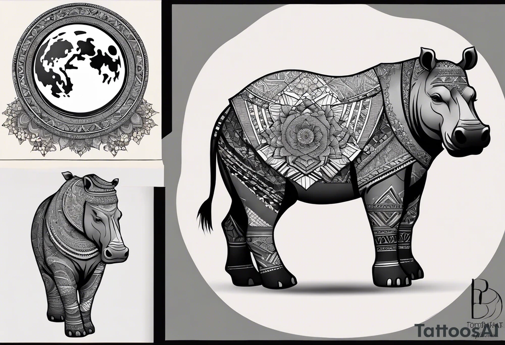 Very asymmetrical, +geometric pattern, with realistic full moon, with hippo,+tribal, +geometric, +inkart , +blackwork, +grey scale, + sketch
with wintersweet flower bud, +inkart touch, +for men, detailed , combined favourite , tattoo idea