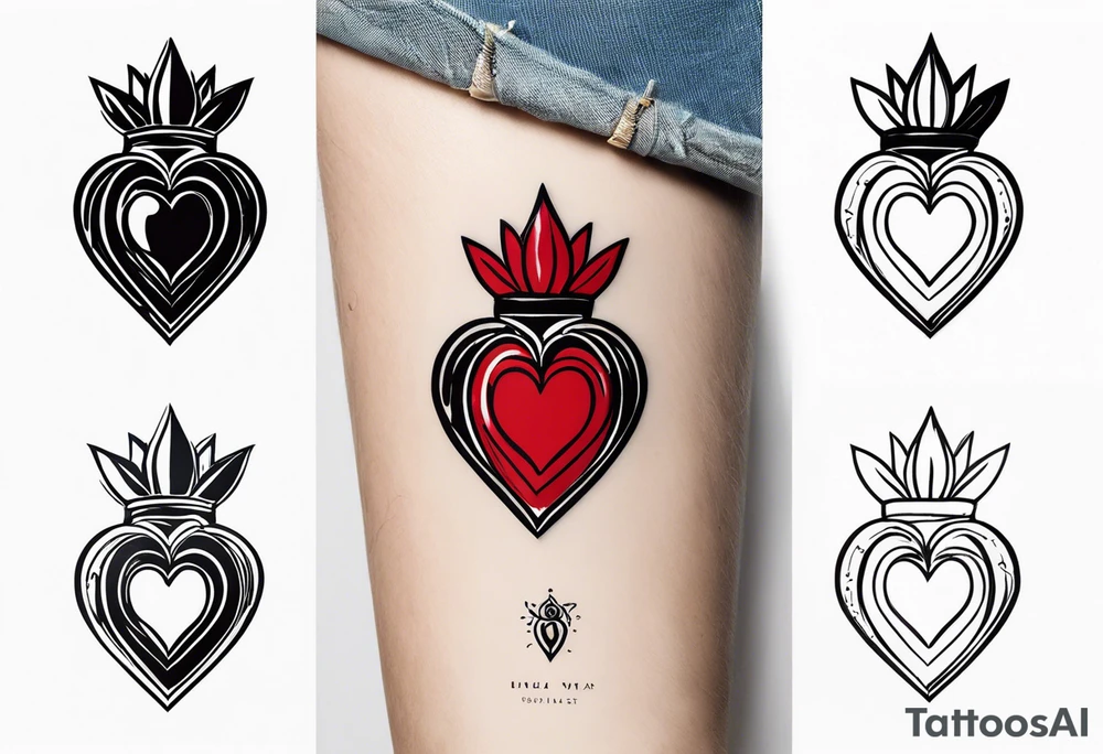 Sacred heart Minimalist and small tattoo on female arm. Inspired by sicilian traditional arts and aesthetics. tattoo idea