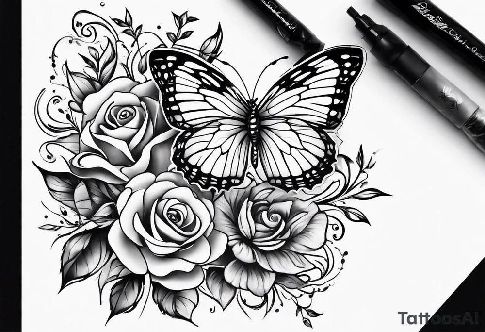Floral lace butterfly survivor shoulder tattoo half sleeve tattoo idea