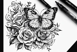 Floral lace butterfly survivor shoulder tattoo half sleeve tattoo idea