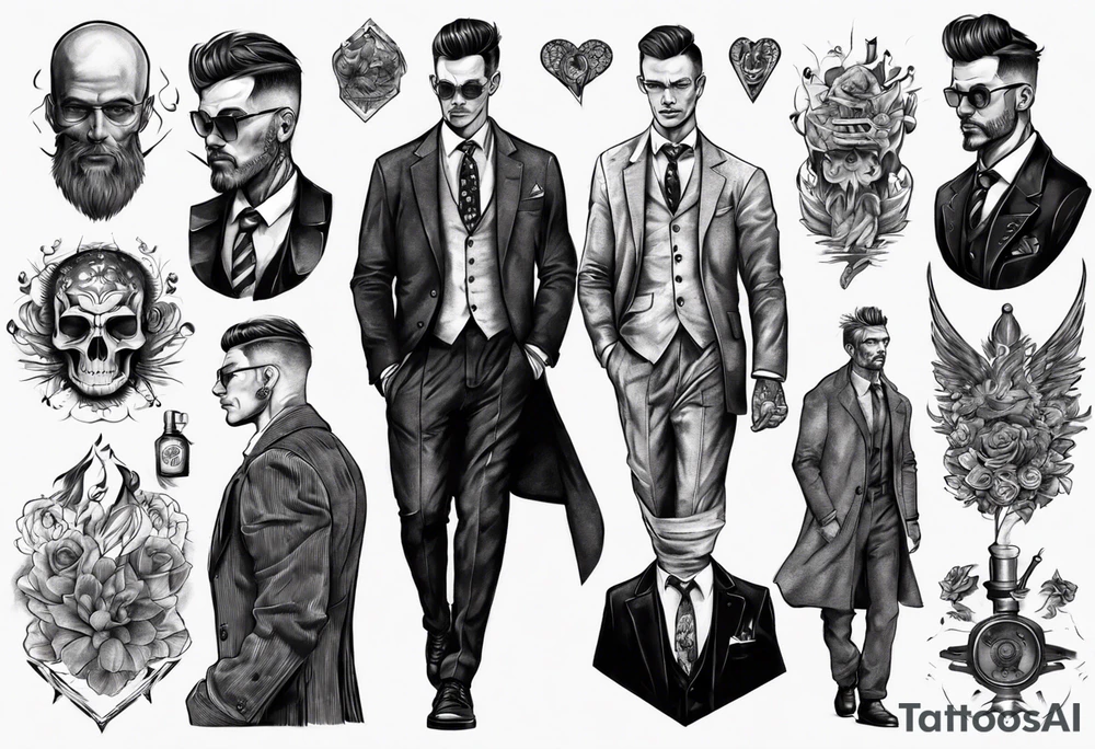 A man wearing a suit and an overcoat tattoo idea