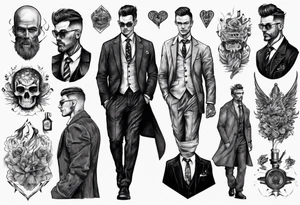A man wearing a suit and an overcoat tattoo idea