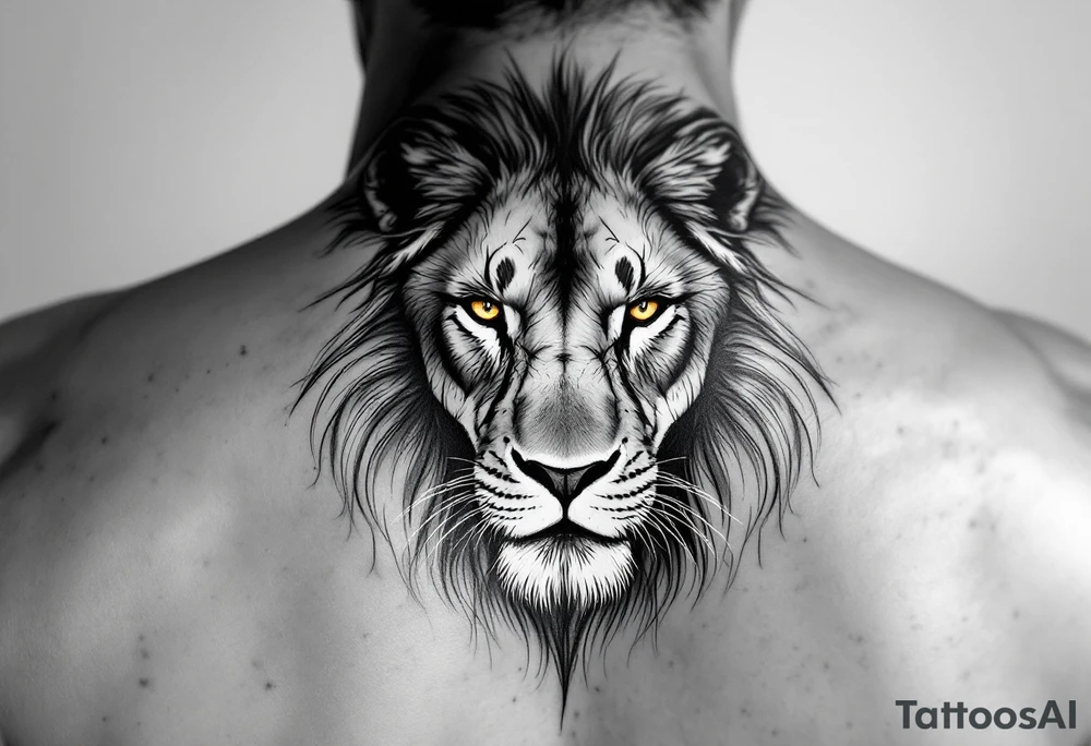 A lion with three golden eyes tattoo idea