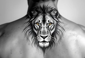 A lion with three golden eyes tattoo idea