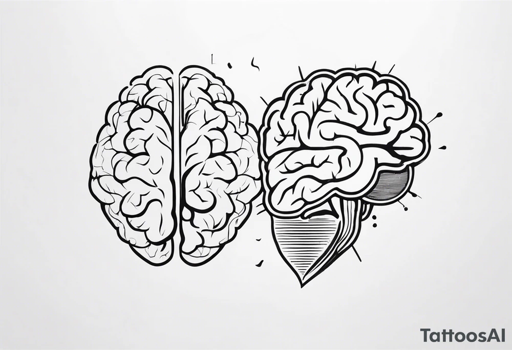 Picture of a heart and brain to represent oneself tattoo idea