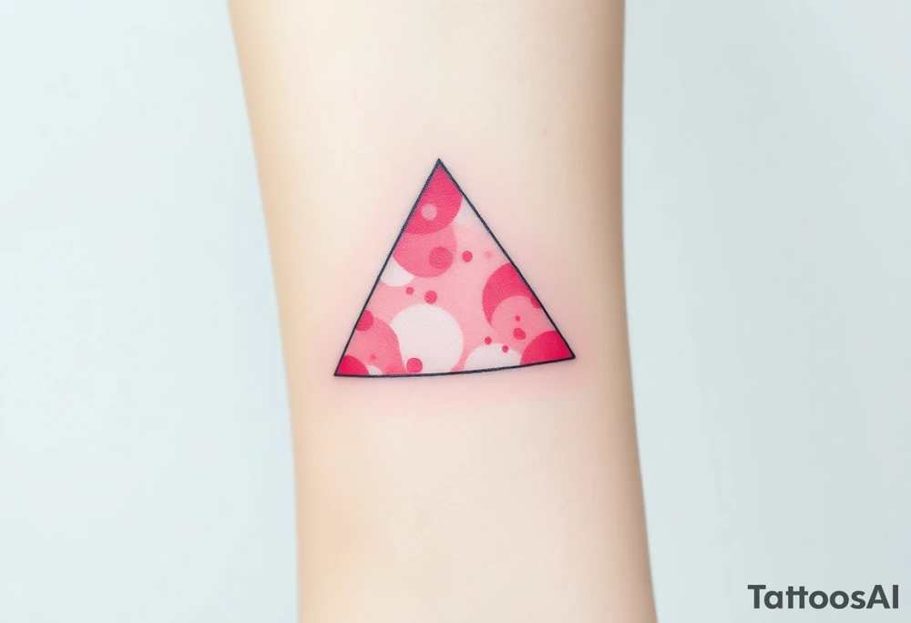 A watercoloured pink triangle, with small lining and upside down tattoo idea