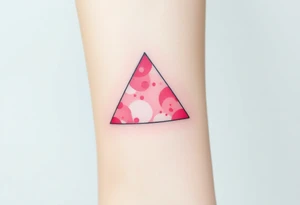 A watercoloured pink triangle, with small lining and upside down tattoo idea