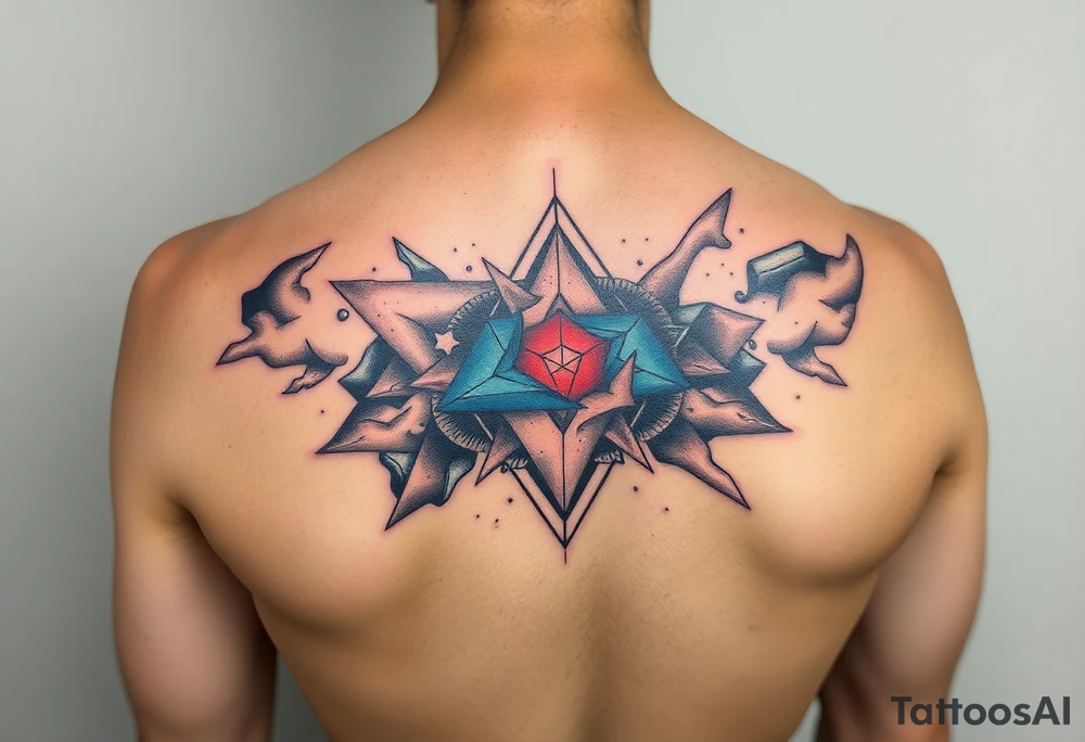 cover up tattoo inspired by the galaxy that is geometric and medium sized tattoo idea