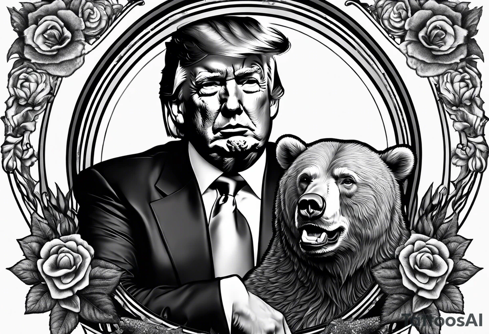 Donald trump riding bear tattoo idea