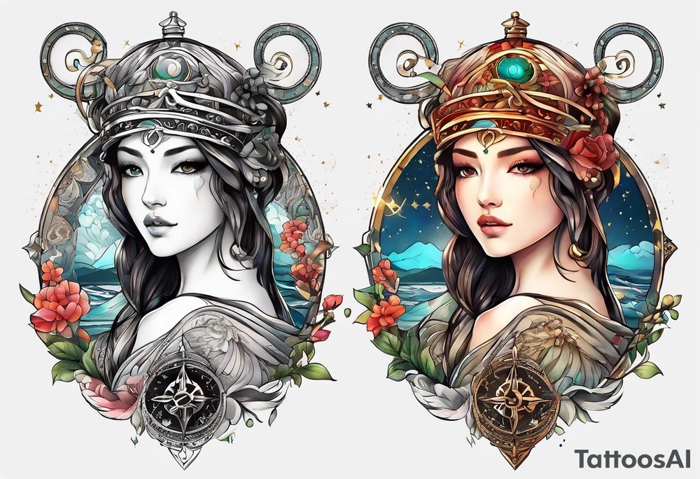 Libra with nord compass tattoo idea