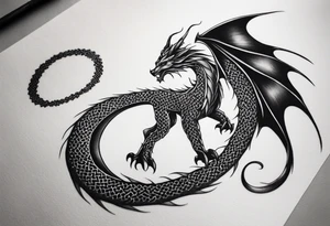 strength, small, celtic dragon, long tail, elegant, lengthy, pisces tattoo idea