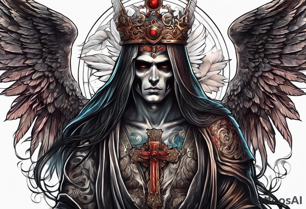portrait of the biblical angel of death tattoo idea