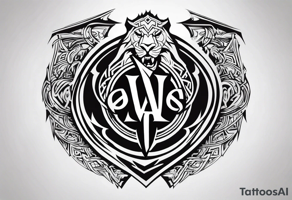 Valhalla sword shield dragon axe Valknut tribal lion tattoo idea
