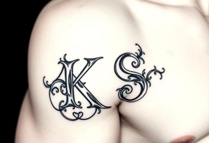 Tatuaje de ornamenta gótica que forme las letras las letras "KS" tattoo idea
