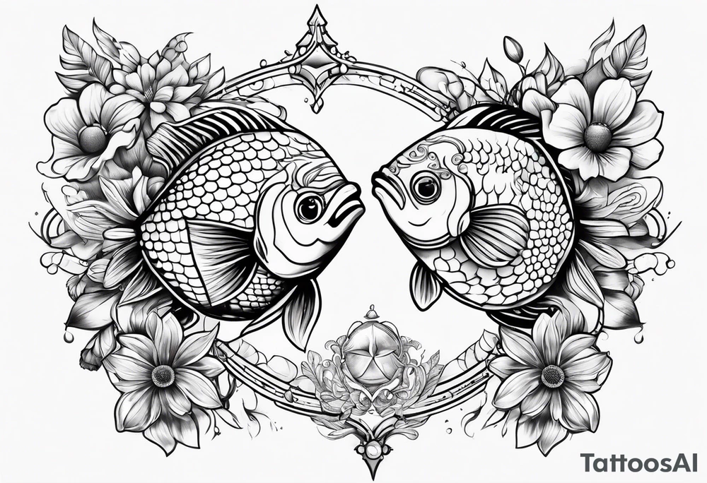 pisces and daisy tattoo idea