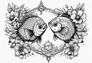 pisces and daisy tattoo idea