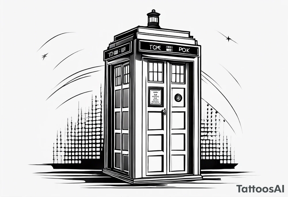 A simple drawing of the tardis. No drawings beside it. No drawings around it. tattoo idea