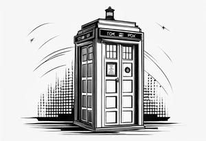 A simple drawing of the tardis. No drawings beside it. No drawings around it. tattoo idea