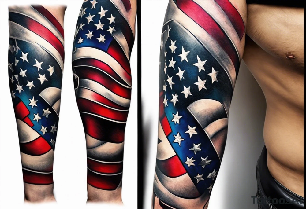 american flag leg sleeve tattoo idea