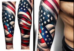 american flag leg sleeve tattoo idea
