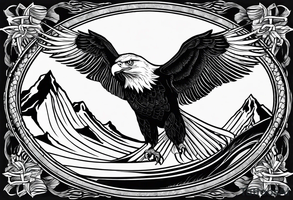 i want a tattoo that shows my passion for snowboarding that will match my traditional American tattoo that is an eagle fighting a snake tattoo idea