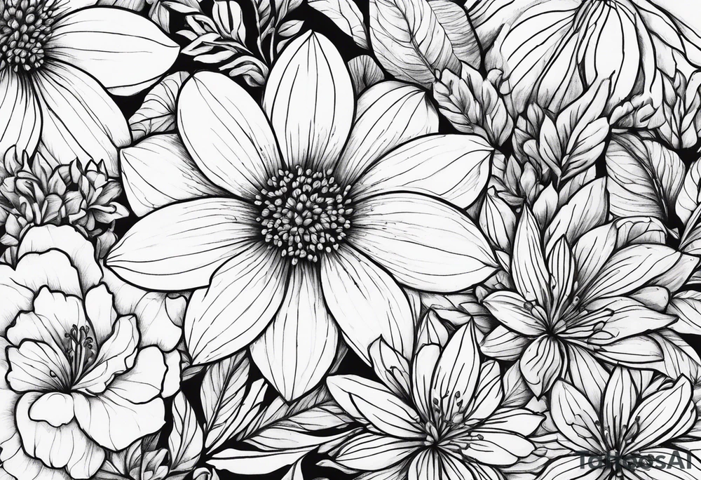April flower, November flower, July flower, may flower, November flower, December flower, August flower tattoo idea