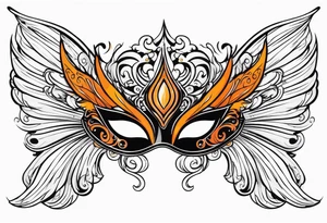 Angel masquerade mask black and orange tattoo idea